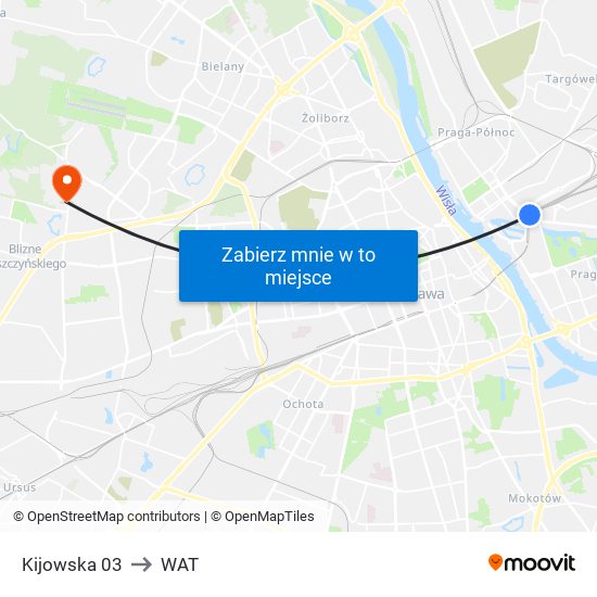 Kijowska to WAT map