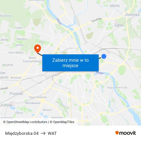 Międzyborska 04 to WAT map