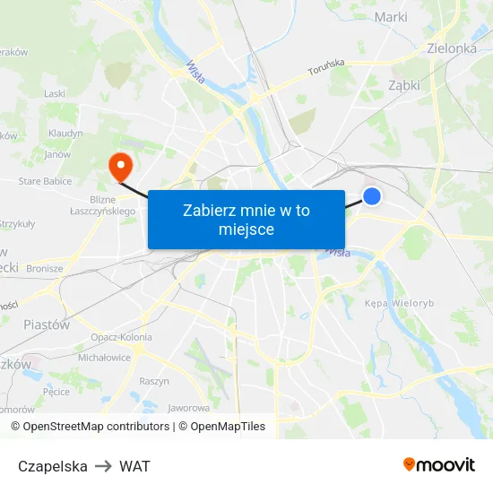 Czapelska to WAT map