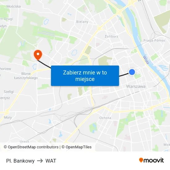 Pl. Bankowy to WAT map