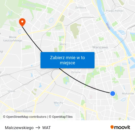 Malczewskiego to WAT map