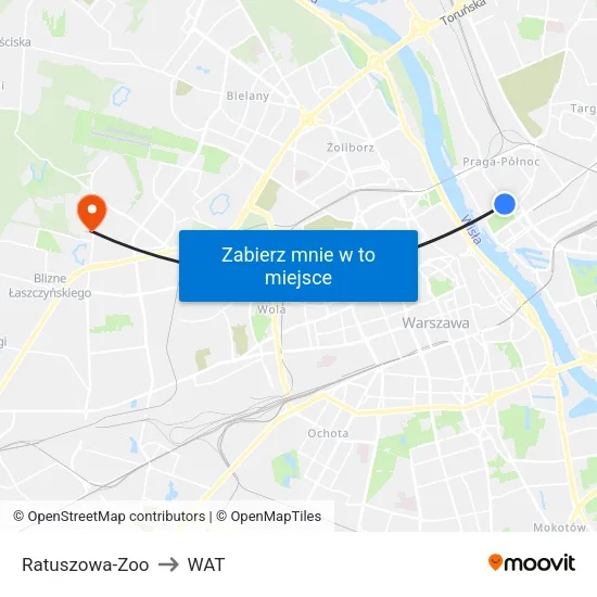 Ratuszowa - Zoo to WAT map