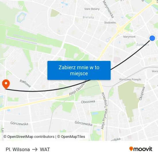 Pl. Wilsona to WAT map