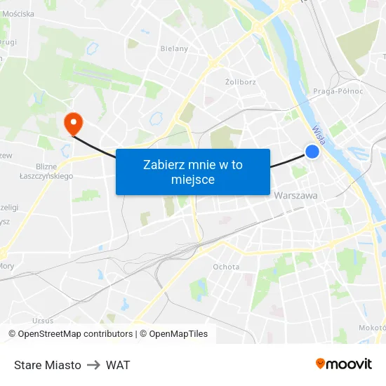 Stare Miasto to WAT map