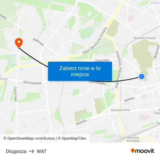 Długosza to WAT map