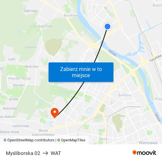 Myśliborska to WAT map