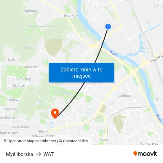 Myśliborska to WAT map