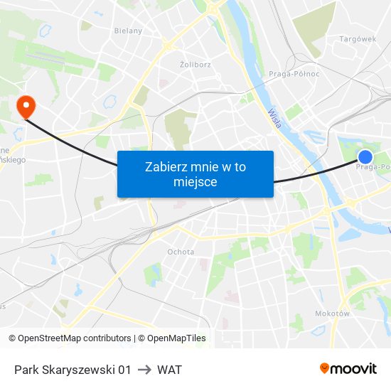 Park Skaryszewski 01 to WAT map