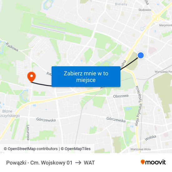 Powązki-Cm. Wojskowy to WAT map