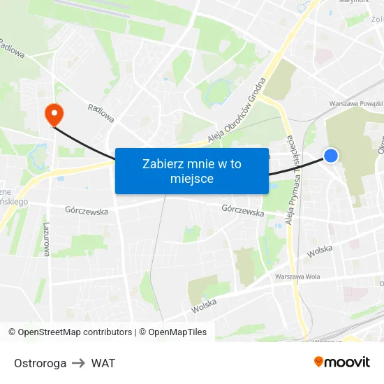 Ostroroga to WAT map
