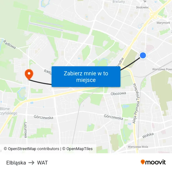 Elbląska to WAT map