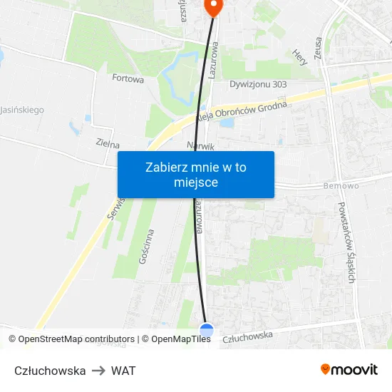 Człuchowska to WAT map