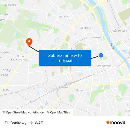 Pl. Bankowy to WAT map