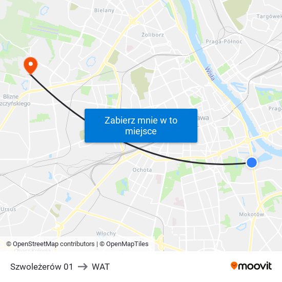 Szwoleżerów to WAT map