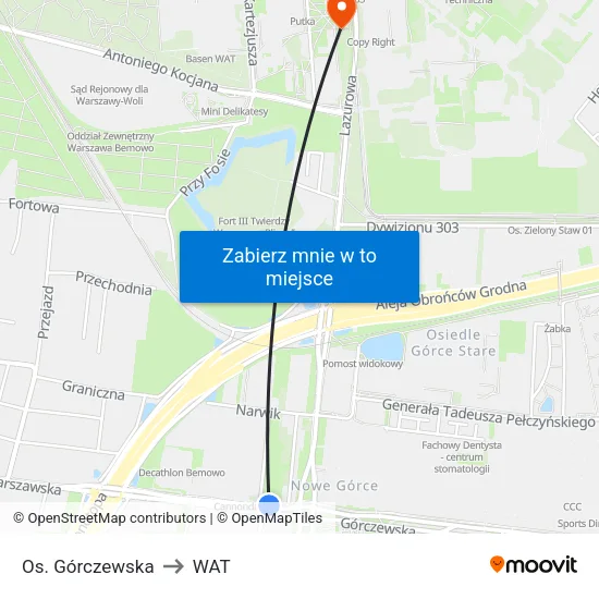 Os. Górczewska to WAT map