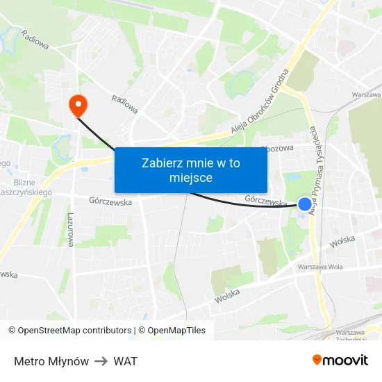 Metro Młynów to WAT map