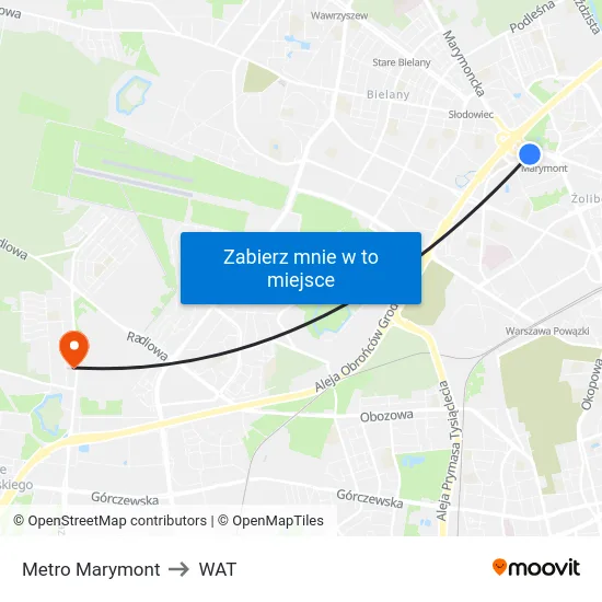 Metro Marymont to WAT map