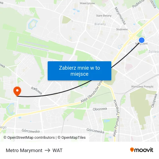 Metro Marymont to WAT map