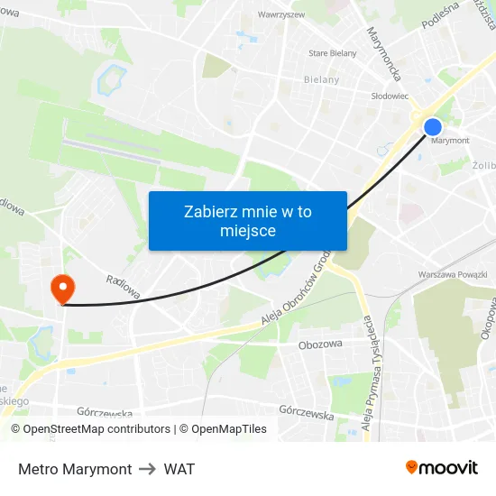 Metro Marymont to WAT map