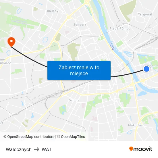 Walecznych to WAT map