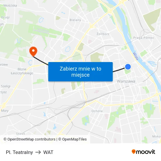 Pl. Teatralny to WAT map