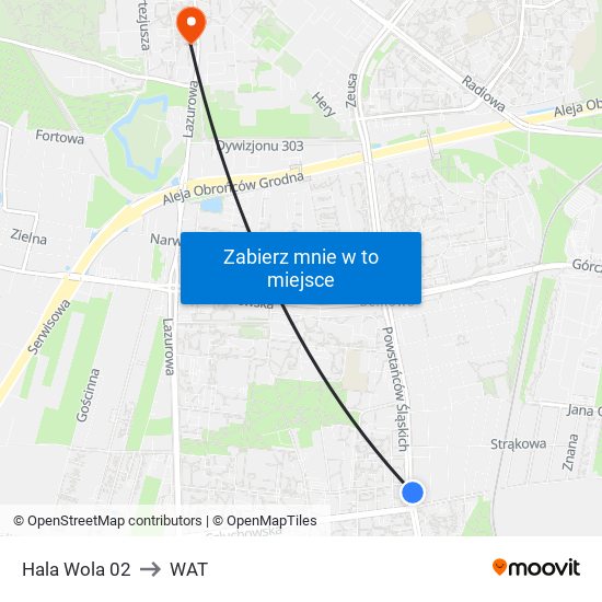 Hala Wola 02 to WAT map