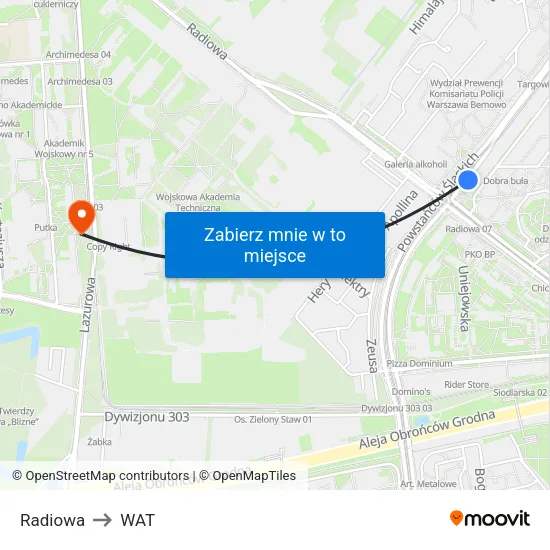 Radiowa to WAT map