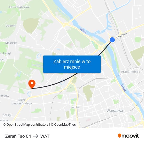 Żerań Fso to WAT map