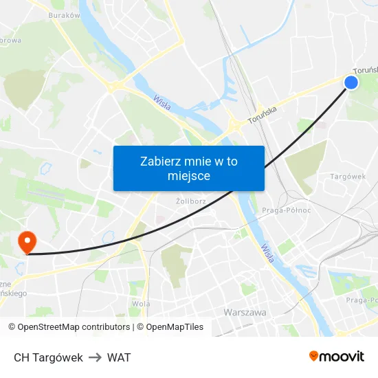 CH Targówek to WAT map