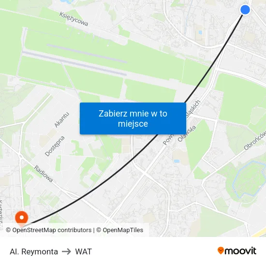 Al. Reymonta to WAT map