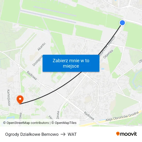 Ogrody Działkowe Bemowo to WAT map