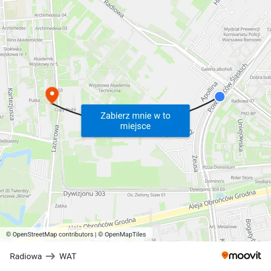 Radiowa to WAT map