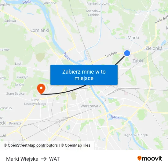 Marki Wiejska to WAT map