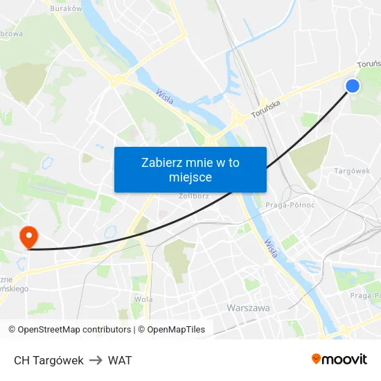 CH Targówek to WAT map