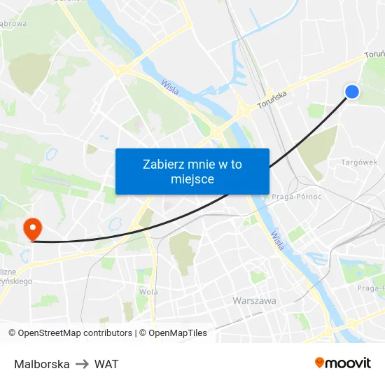 Malborska to WAT map