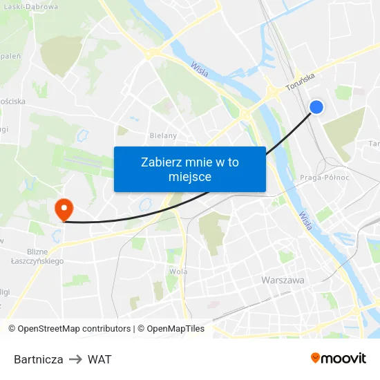 Bartnicza to WAT map