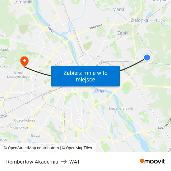 Rembertów - Akademia to WAT map
