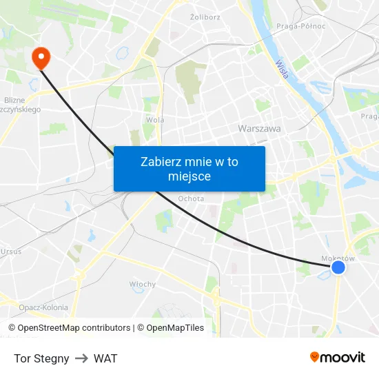 Tor Stegny to WAT map