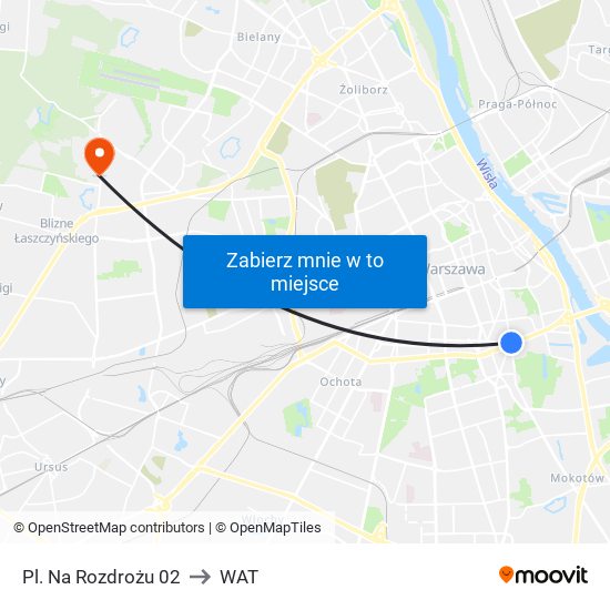 Pl. Na Rozdrożu to WAT map