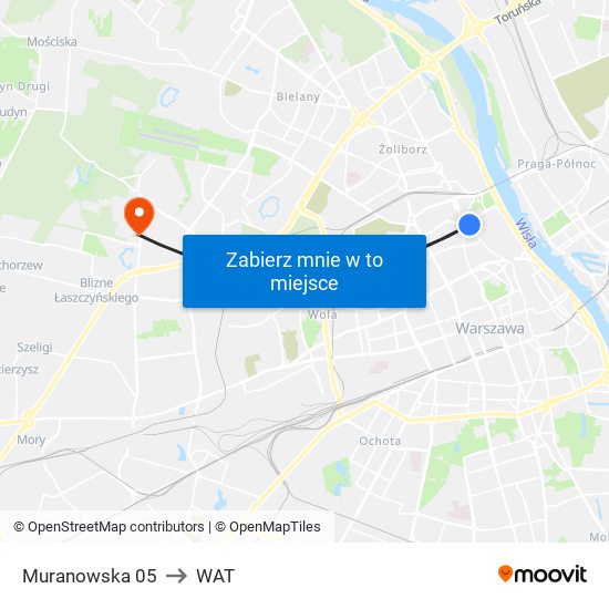 Muranowska 05 to WAT map