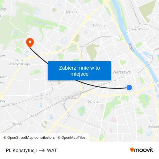 Pl. Konstytucji to WAT map