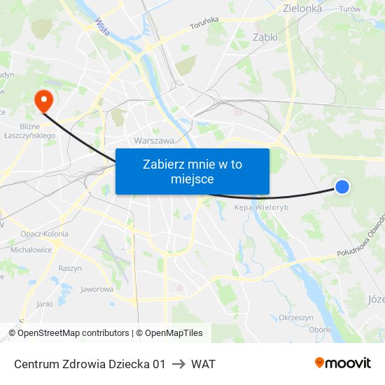 Centrum Zdrowia Dziecka 01 to WAT map