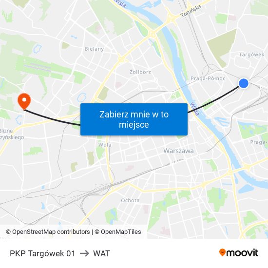 PKP Targówek 01 to WAT map