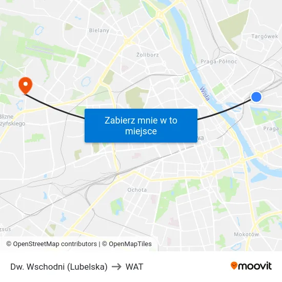 Dw. Wschodni (Lubelska) to WAT map