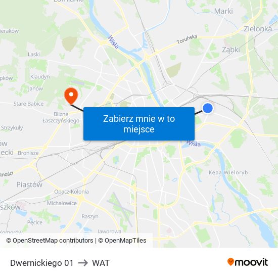 Dwernickiego 01 to WAT map