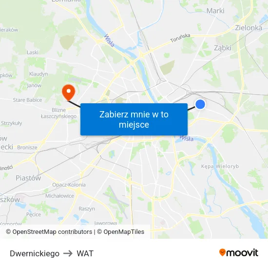 Dwernickiego to WAT map