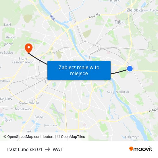 Trakt Lubelski to WAT map