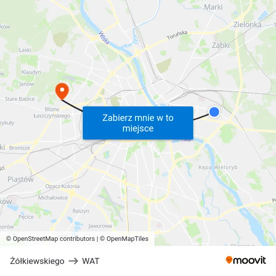 Żółkiewskiego to WAT map