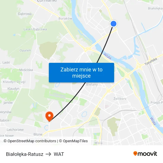 Białołęka - Ratusz to WAT map