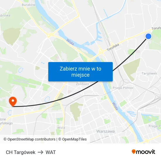 CH Targówek to WAT map